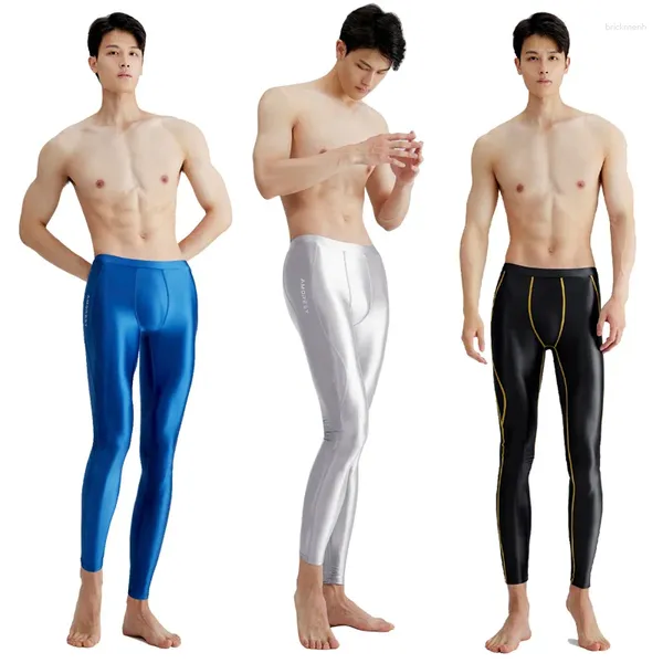 Frauen Badebekleidung sexy Satinöl glänzende Hosen Nackt Männer atmungsaktiv schnell trocknend glänzend Schwimmsport hohe elastische Surf -Leggings