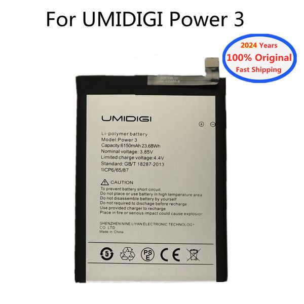 2024 Jahre hohe Qualität Original UMI -Batterie für UmIdigi Power 3 Power3 6150mah Telefon Bateria Batterie auf Lager Schnellversand