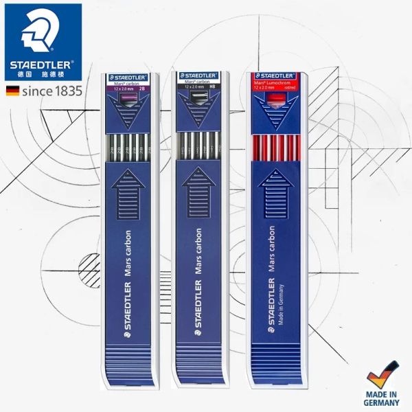 RECILLE 12PCS/Caixa Alemão Staedtler 200 Desenho de engenharia Automático Cíder de lápis de 2 mm 4b2h vermelho e azul