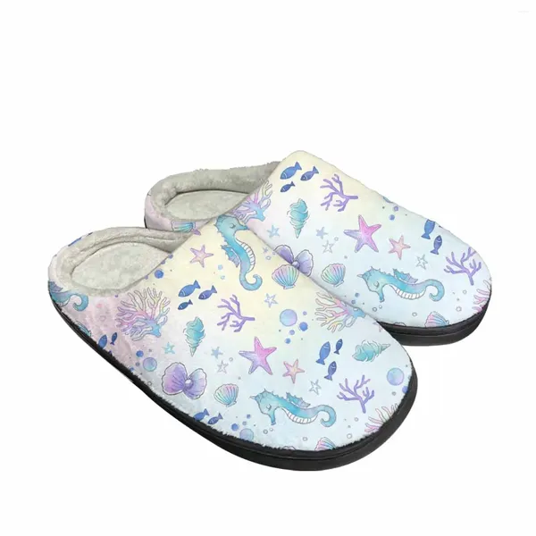 Slipper Seahorse Ozean Serie Haus Baumwoll Herren Womens Plüsch Schlafzimmer lässig hält warme Schuhe Wärme Innenschuh Slipper Custom Schuh