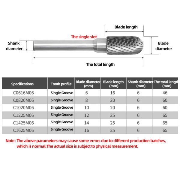 Kakarot 6 mm gambo c tipo c0616m06 c0820 tungsteno file rotanti in carbide