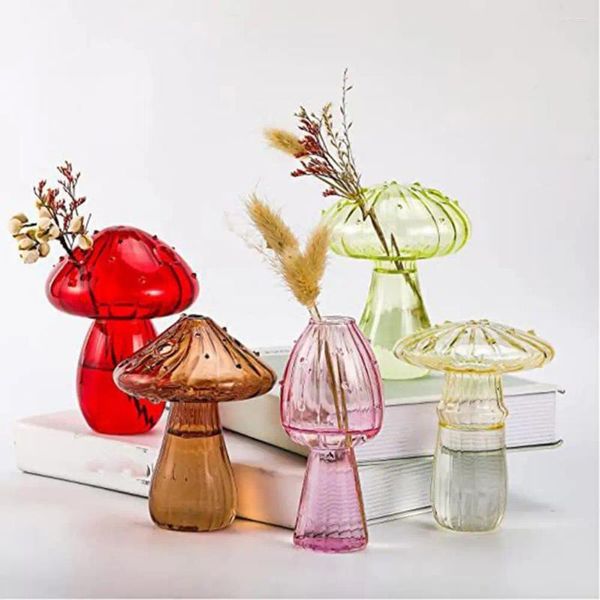 Vasos vidro de vaso de haste de tronco único plantador de cogumelos exclusivo para decoração de casa adorável propagação de plantas mulheres