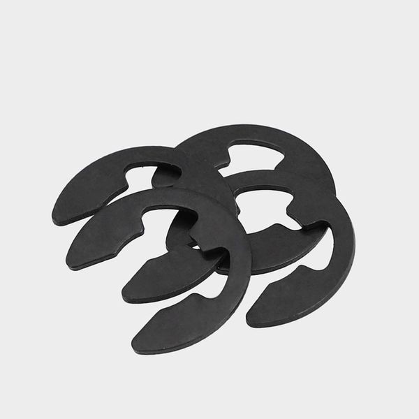 M1.2-M24 Black E Shape Circlip Filla Molla Molla Anello da cerchio in acciaio manganese per chiusura a scatto di fissaggio dell'albero.