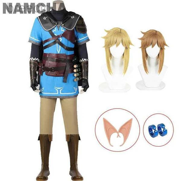 Anime Costumes Game Tränen Link Cosplay Kostüm für Männer Kinder Anime Cloak T-Shirts Hosenzubehör Halloween Weihnachtskarneval Party Kleidung 240411