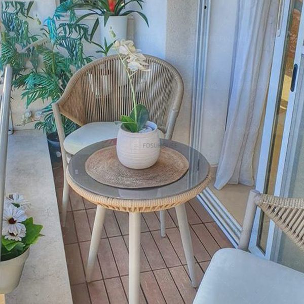 Açık masalar ve sandalyeler avlu eğlence bahçe mobilya seti rattan veranda balkon üç parçalı setler açık bahçe mobilyaları