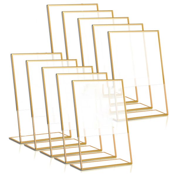 Acrylschildhalter Goldrahmen klare Hochzeitstischnummernrahmen Menühalter Display Ständer