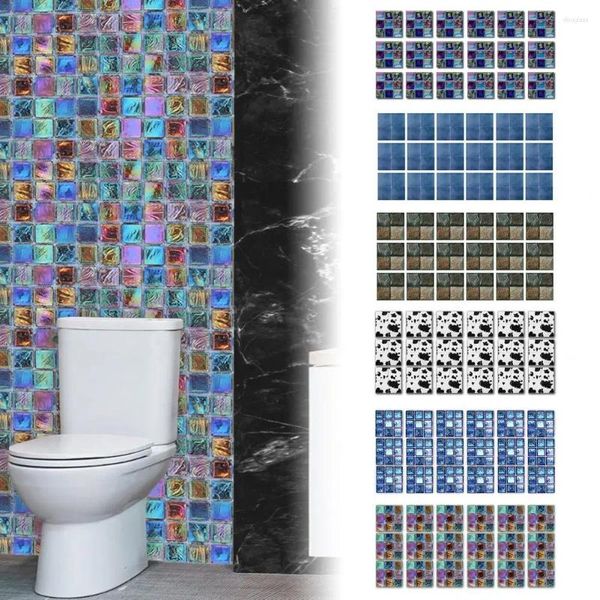 Wandaufkleber 18pcs Fliesenabziehbilder 3D Selbstklebend wasserdichtes Mosaikaufkleber für Schrank-Wohnkulturzubehör