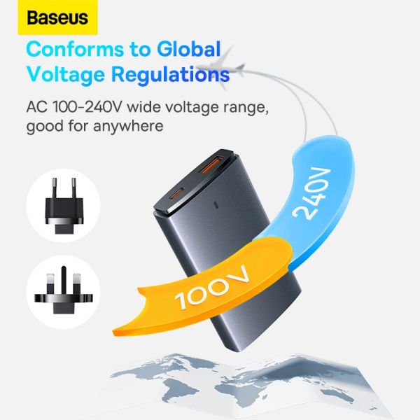 BASEUS 65W GAN 5 Pro USB C Carga rápida 4.0 PD 3.0 Carregamento rápido portátil USB Tipo C Carregador para iPhone 14 13 MacBook