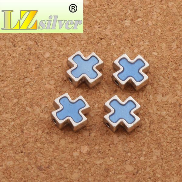 Emaye Meydanı Şövalyeler Templar Çapraz Çarpık Boncuklar Tibet Gümüş 20 PCS 10 MODORLAR 10.38mm Takı Bulma L1713