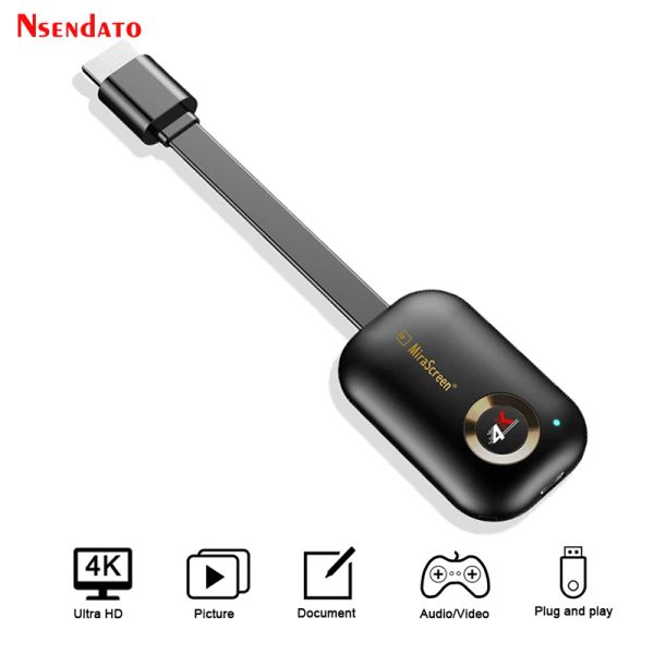 Caixa MIRASCREEN G9 PLUS 5G 4K Wireless Hdmicompatible TV Stick Adaptador Wi -Fi Display TV Receiver Dongle para Miracast AirPlay Monitor