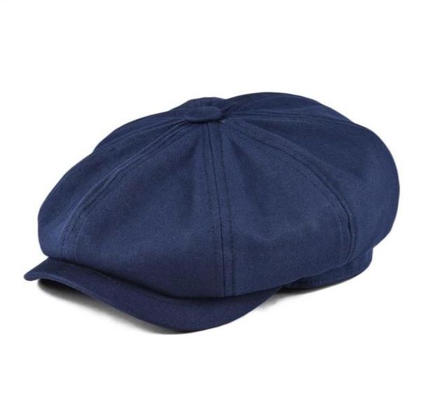 Botvela Newsboy Cap Men039s твил хлопковая темно -синяя шляпа Blue Hat Women039s Baker Boy Caps Retro Большие большие шляпы мужчины Boina Apple Beret 1641395