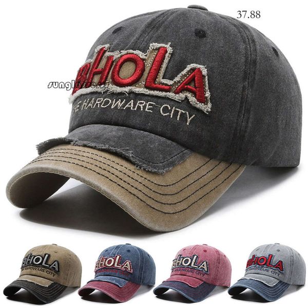 Designer Hat Nuovo cappellino da baseball americano contrastante con lettere femminili, top morbido, vecchia berretto di dollari in denim lavato, viso rivelatore, cappello piccolo