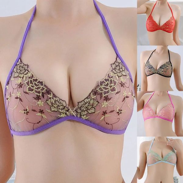 Stickereien Schnüre-up BH Sommer dünne Frauen Schub-Up BH Unterwäsche Bralette Beauty Rücken Dessous dünn auftreten durch