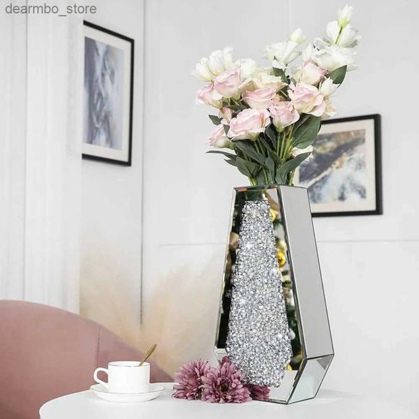 Arte e mestiere Vaso specchio a diamante rotto VASE MODICA VASCHIO DECORATIVO SPECCHIO VASSIGLIO SIGILTÀ 14 H VASO DECORATIVO L49