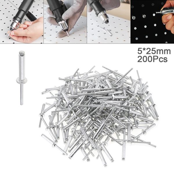 200pcs M5/M4/M5 7-25 mm Nieten Aluminium Pulling Nietnägel Nietpistole Kern Break Dordrel Nagel für Möbel-Sortiment-Kit