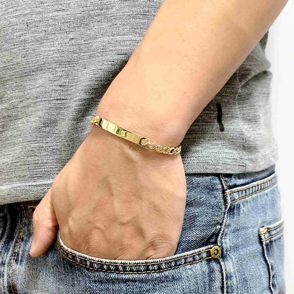 Bangle 18k Gold Latch Braswelet из нержавеющей стали 6 мм ID Bangle 8 Curb Cuban Link 20 см для мужчин Женские украшения водонепроницаемые капель 240411