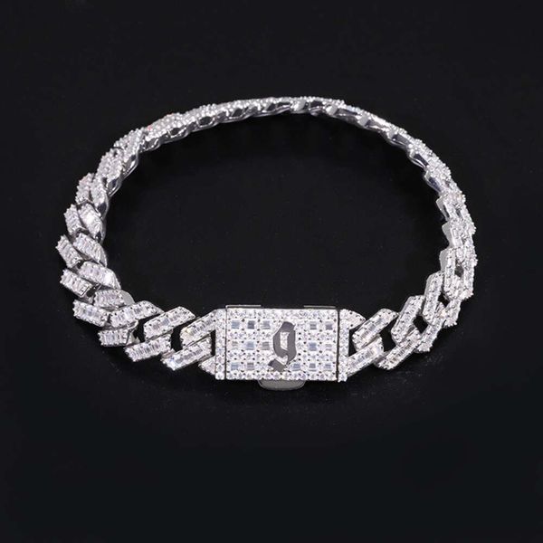 2024 Bracciale da 12 mm personalizzato Braccialetta 925 Solid Silver Free Free Fire Moissanite Bracciale cubano Baguette Hip Hop Bracciale Fine gioielli