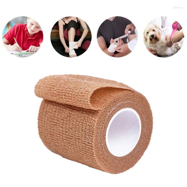 Dog Apparel 1Roll 2.5/5/10cm Gaze Bandage Auto-adesivo Bandagens elásticas respiráveis para esportes Fixando o petinho do pulso de dedo animal de estimação