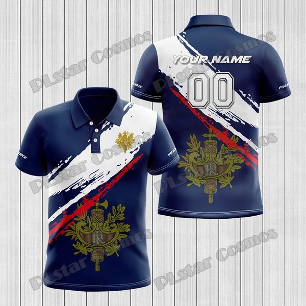 Nome e número personalizados France Brasil Alemanha Bandeira Bandeira 3D Camisa de pólo masculino impresso Camisa casual unissex Pol69