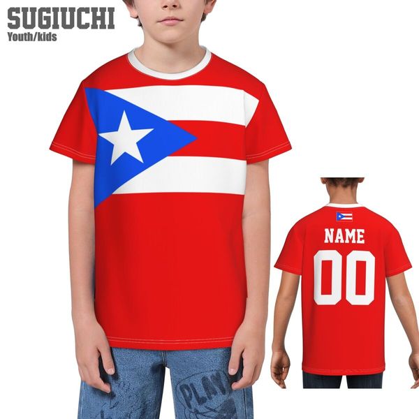 Özel İsim Numarası Porto Riko Bayrak Amblemi 3D Tişörtler Çocuklar İçin Gençlik Erkek/Kız Tees Futbol Futbol Hayranları Hediye T Shirt