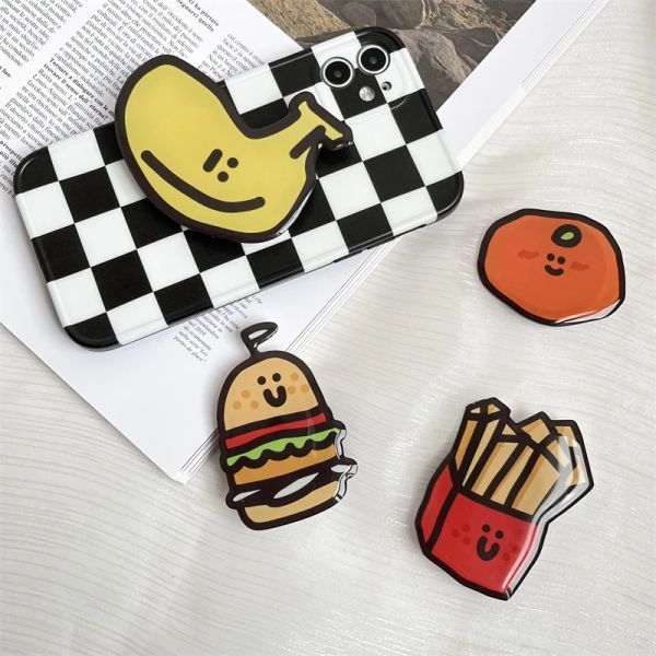 Komik Hamburger Muz Katlanır Cep Telefonu Kavrama Tutucu Soket IPones Parmak Yüzüğü Griptok Genişletme Standı
