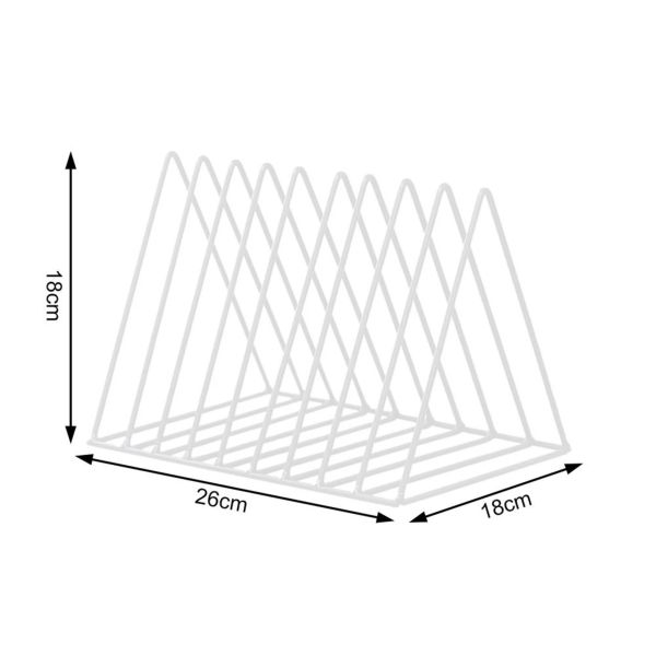 Stoccaggio del record in vinile in metallo triangolare, portapacchi, porta di archiviazione per riviste, file, cartella album, giornale, nero, bianco