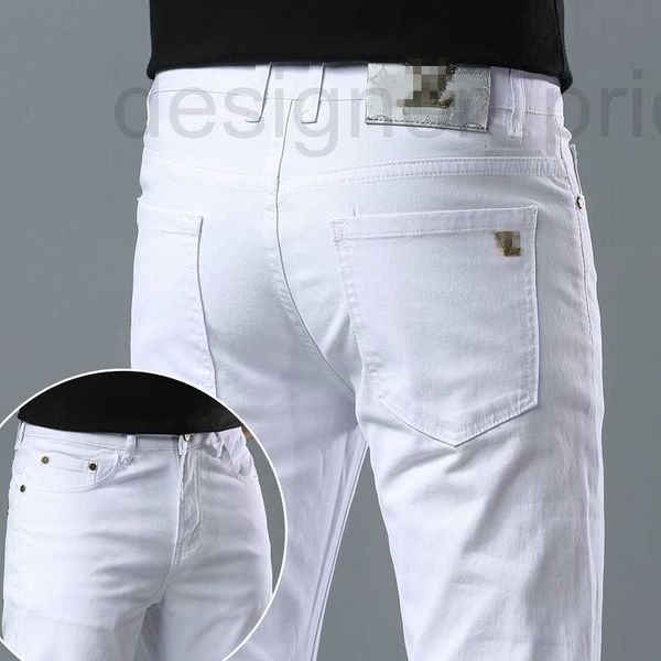 Herren Jeans Designer Frühlings-/Sommerjeans für Männer Luxus Korean Edition Dünne Elastizität Füße Slim Fit Cotton Elastic Pure White European Long Hosen 5f09