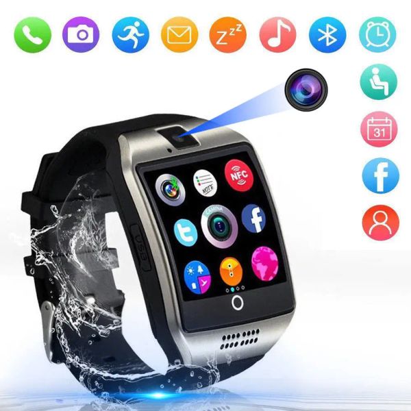Orologi Bluetooth Touch Screen Q18 Smart Watch per Android Mobiles IPhone X 8 Sim Smartwatch