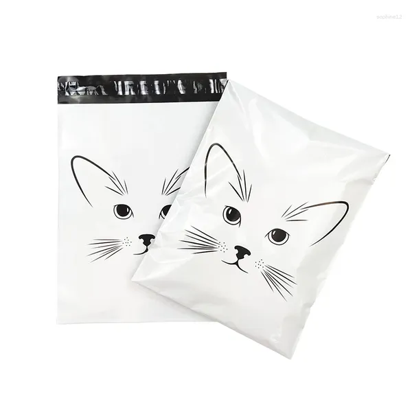 Geschenkverpackung 10pcs/Los weißer Plastik Courier -Tasche Netter Tiger Muster Lieferbeutel wasserdichte Poly -Mailer 10x13 Zoll Expresspackungsumschlag