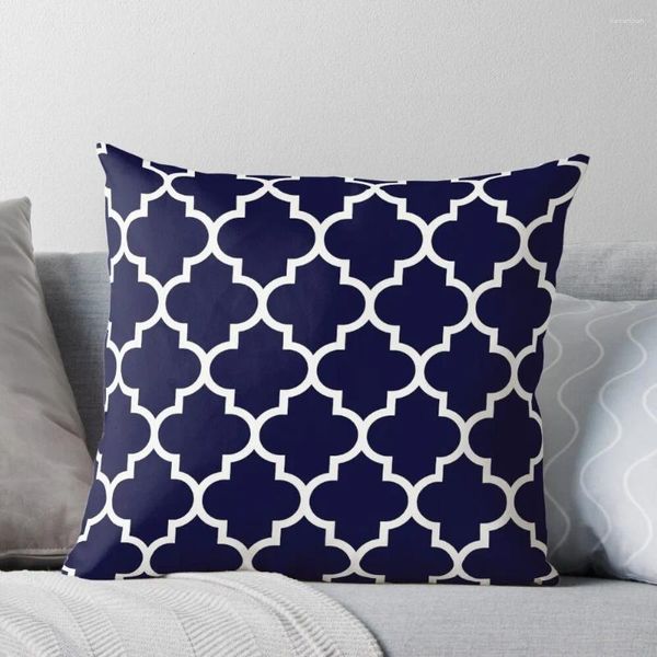 Pillow Navy Blue Quatrefoil Pattern Throw Decorazioni natalizie per casa 2024 Cusca d'autunno