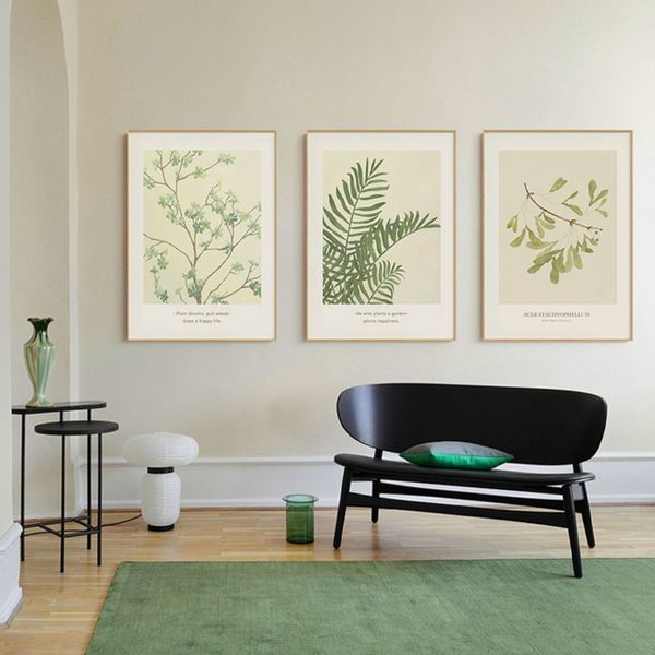 Nordic Four Seasons Seasons Wall Art Poster minimalista Flores de grama árvores murais decoração de casa impressão de impressão da sala de estar Decorar