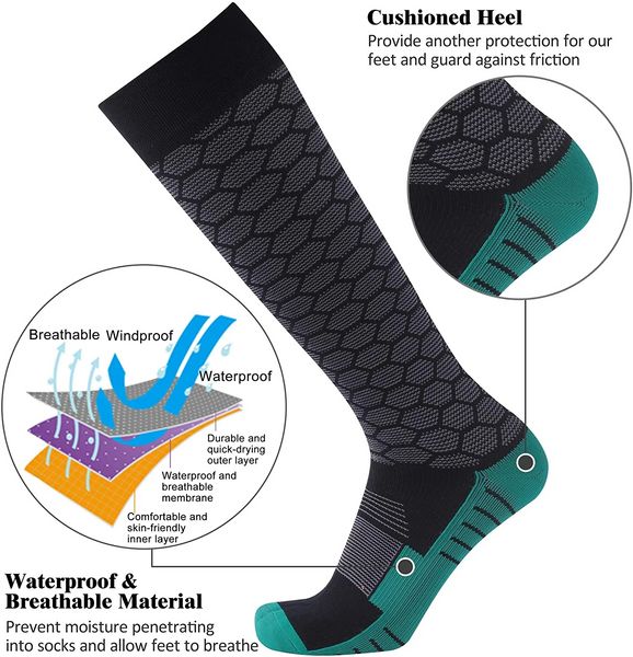 Рэнди солнечные водонепроницаемые носки колена высокие носки лыжные носки SGS сертифицированы Randy Sun Unisex Колено высокое дышащее походы