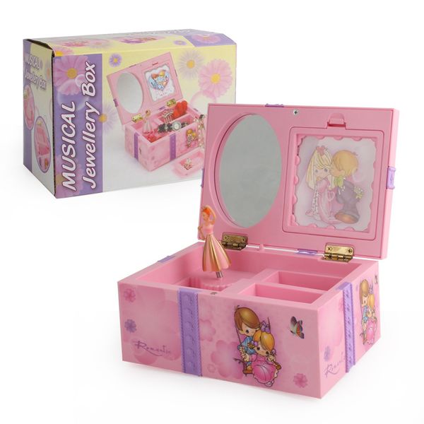 Rotierende Ballett Music Box Music Schmuck Box Mädchen Geburtstagsgeschenk mit Make -up Mirror