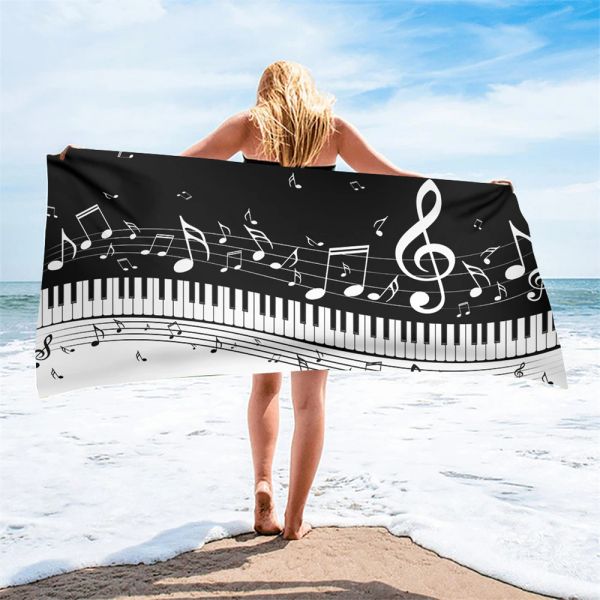 Musik Notizen Klavierdruck Strandtuch Frauen Männer Kinder Gesicht Badehaus Handtücher Schnell trockener super weicher Strand Schwimmreisen Yoga