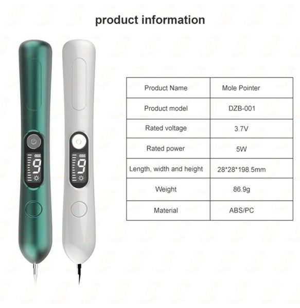 LCD Laser Plasma Pen Mole Freckle Entfernung Home Beauty Instrument Machine Blemish Warm Wart Dark Spot Haut Tag Remover Tool 9 Level mit 1189899