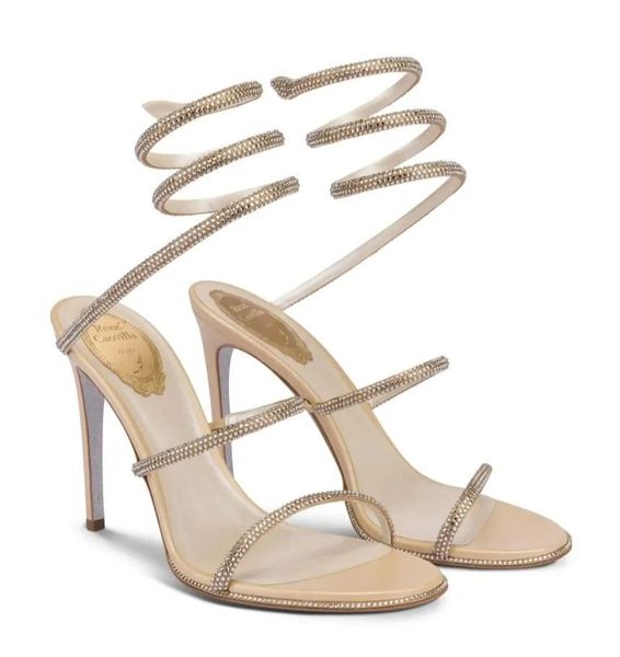 Estate sexy cleo sandals sandali Crystal Spiral Wraps Renescaovillas High Heel Lady Sandalias Wedding Brand Wedding, Party, Abito, Evening