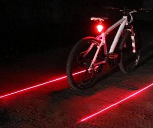 Luzes de ciclismo de bicicleta impermeabilizada 5 LED 2 lasers 3 modos Biciche traseira Segurança de segurança Bycicle Bycicle Bycicle Light Lamp79179395010