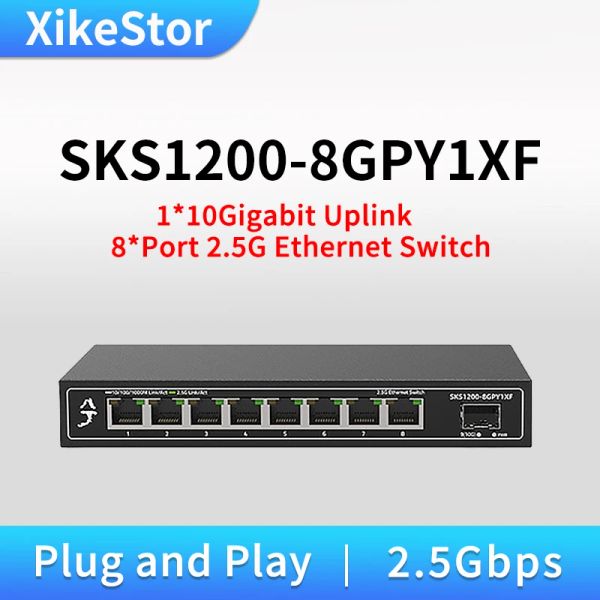 Переключатели Xikestor 8 Port 2.5G Ethernet Switch Base Network Switcher 10gigabit Uplink Plug и Play Hub Internet Splitter Fanless Fanless