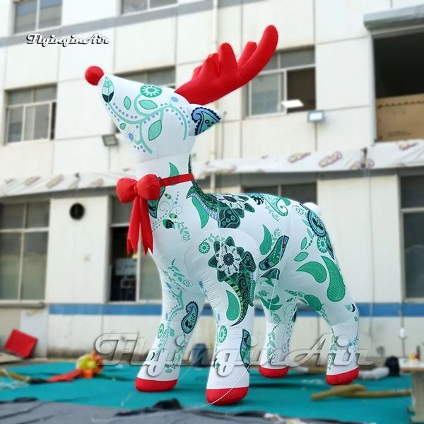 Decorações de ano novo por atacado Decorações publicitárias Bouncers infláveis Réplica Réplica 5m Cartoon de Natal Animal Aéreu Balão Rudolph Balão para Evento