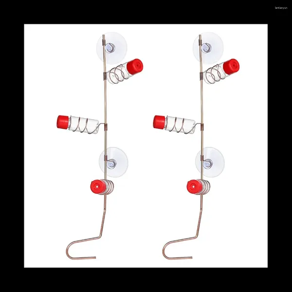 Outros pássaros suprimentos de 2 xícara de pacote de sucção copos de cobre arame de água alimentador de água com garrafas plásticas