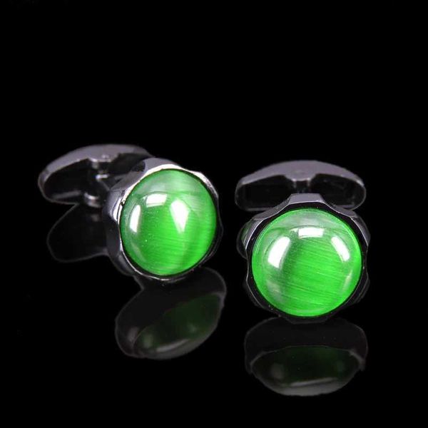 Cuff Links de alta qualidade Opal Bufflinks Moda de luxo para homens Crystal Stone Buttons pretos BOTONS CUFF Links Jewelr CN006 Y240411