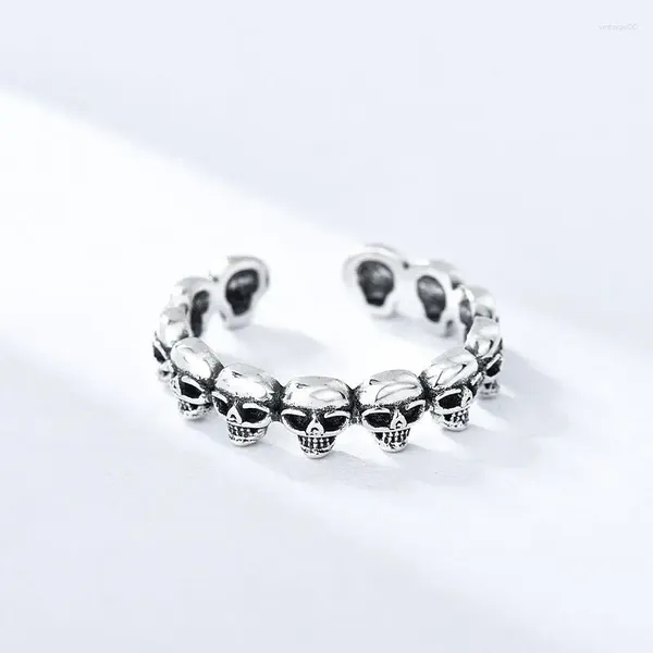 Ringos de cluster Evimi Silver cor personalizada retro skull ring for women jóias de presente de festa de hip hop 2024 gota