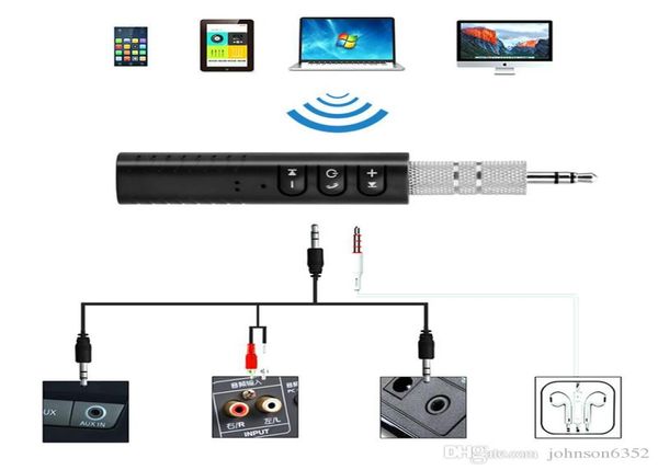 Carro aux 35mm Jack Bluetooth Receptor sem fio Mãos Chamadas Bluetooth Adaptador Tipo de veículo Transmissor Auto Receptores de música 9279815