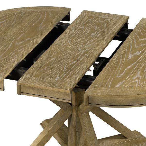 Функциональная мебель в стиле ретро, обеденный стол с расширяемым столом и 4 обившимися стульями для столовой и гостиной