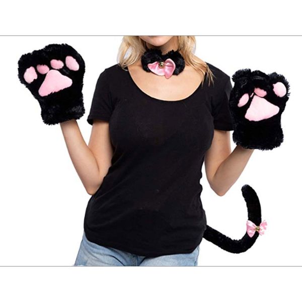 Gatinho para luvas de pelúcia de pata de gato urso mittens de traje acessórios para crianças adultas cosplay halloween dropshipping