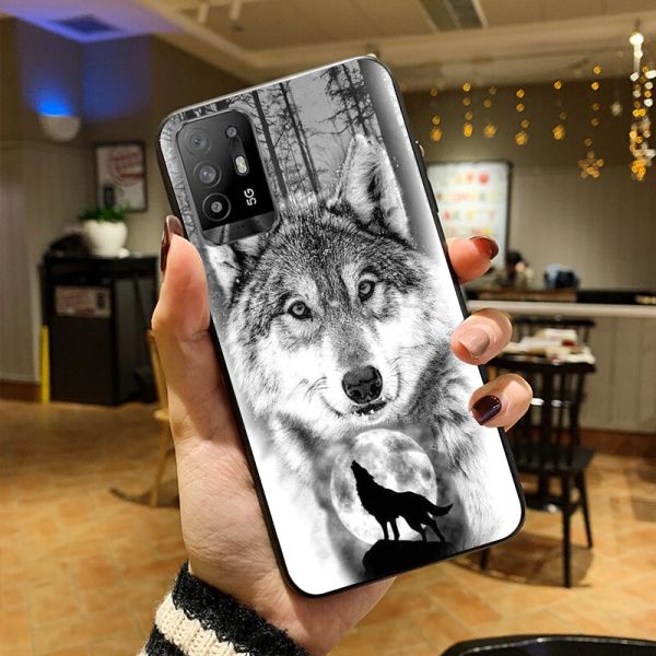 Capa de telefone de lobo para o Oppo A54 A74 A94 A53S A9 A5 A15 A16 A91 A96 A76 Reno8 8Pro Reno2 Z