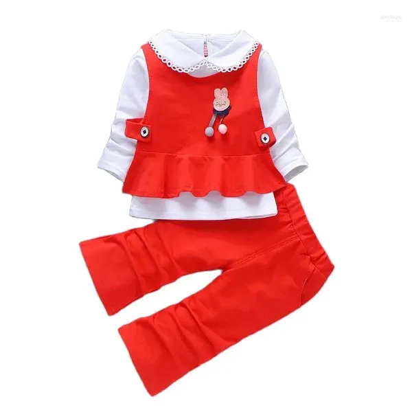 Kleidungssets Mädchen Frühling Herbstanzug 3-teilig 2024 Mädchen Baby Fashion Revers Langarm 1-4 Jahre alt Little