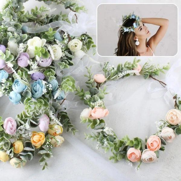 Dekorative Blumen Mini Blume Krone Kopfstück Elegante Schnürung für Frauen florale Girlande Kopfschmuck Haar Girls Festivals