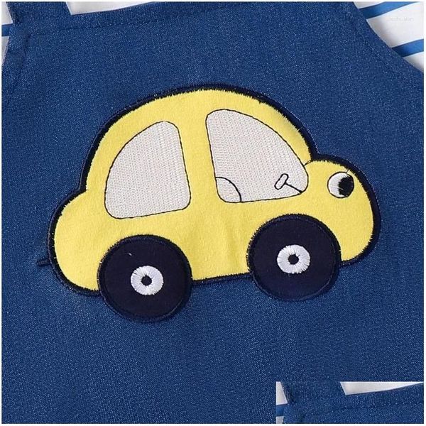 Set di abbigliamento per bambini tute in tuta da due pezzi salsa corta pagliaccio rotondo a strisce per auto a strisce per neonati abiti estivi dro ot9ym