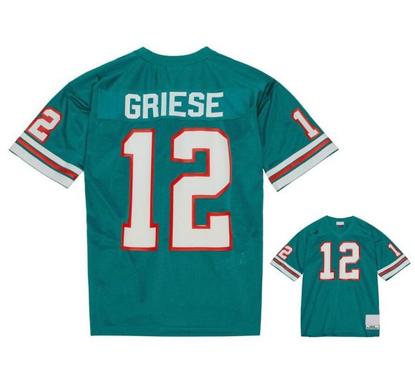 Genähte Fußballtrikots 12 Bob Griese 1973 Mesh Legacy Retro Classics Jersey Männer Frauen Ihr s-6xl